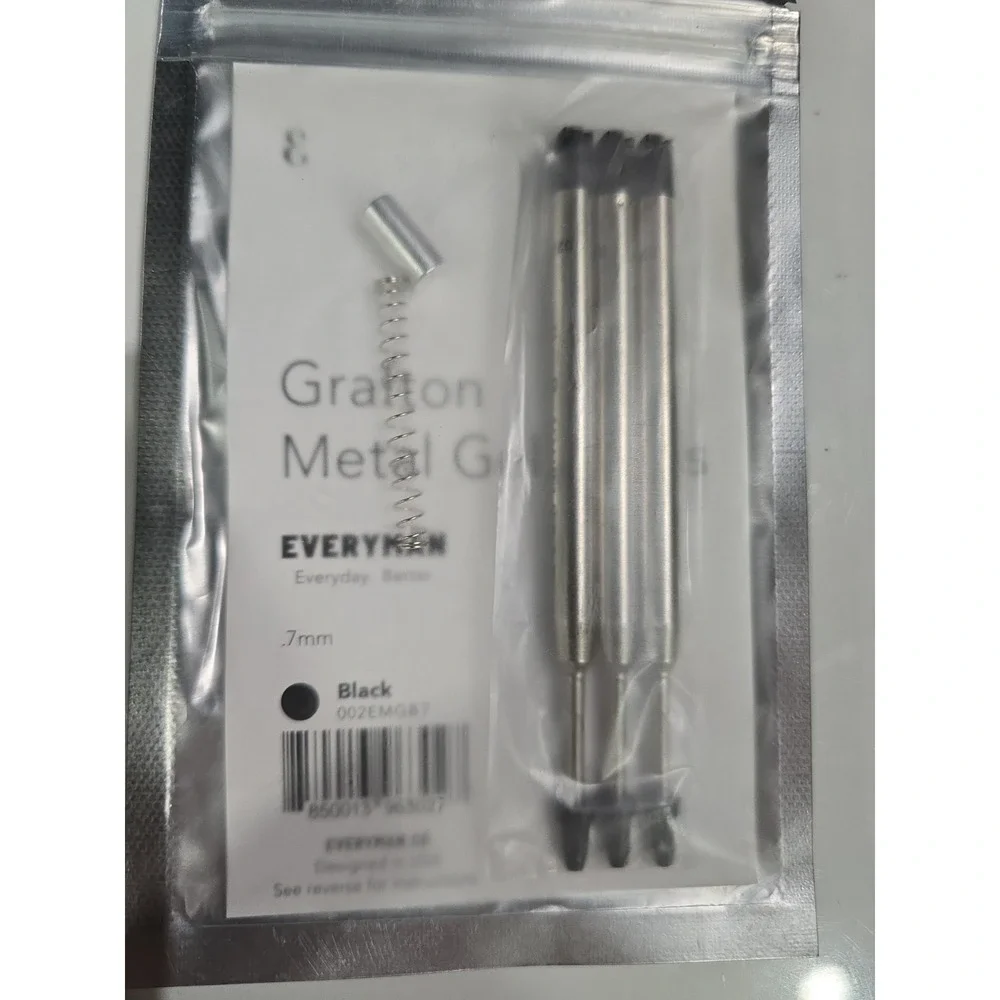 Pk/3 Everyman Grafton Metal Gel Refills, Black